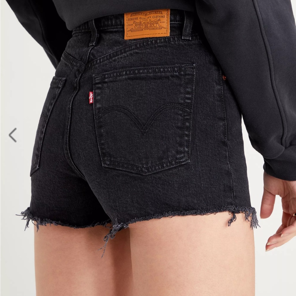Levi's Premium Ribcage Black Denim Cutoff Shorts